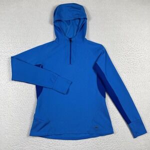 REI Pullover Womens Small Blue Hooded 1/4 Zip Outdoors Hiking Camp Casual Ladies